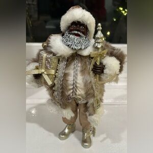 10.5” Elegant Gold and Cream Santa Figurine